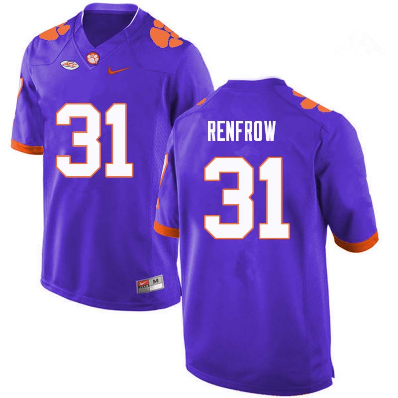 Men #31 Cole Renfrow Clemson Tigers College Football Jerseys Sale-Purple